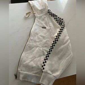 Vans Off-White Hoodie X-Small, Racecar detail on sleeves, Zip Up